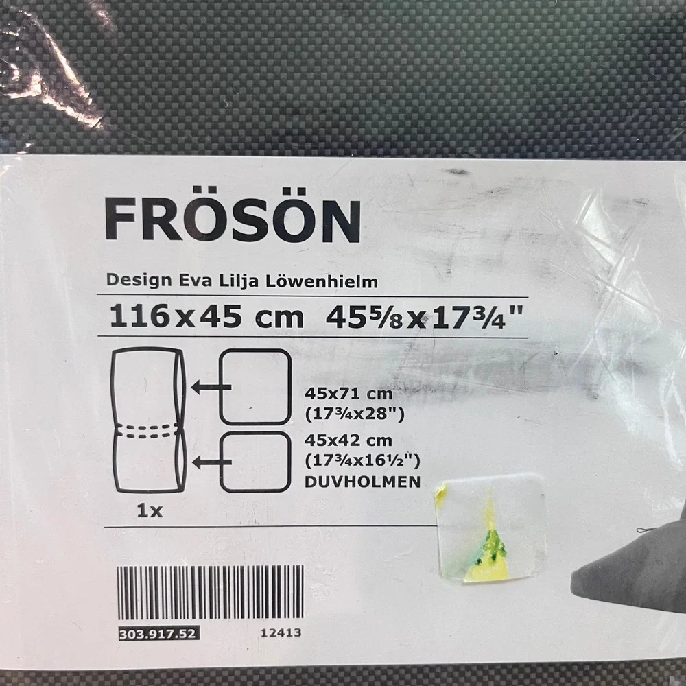 IKEA FRÖSÖN Chair Cushion Cover Dark Gray 45 5/8x17 3/4